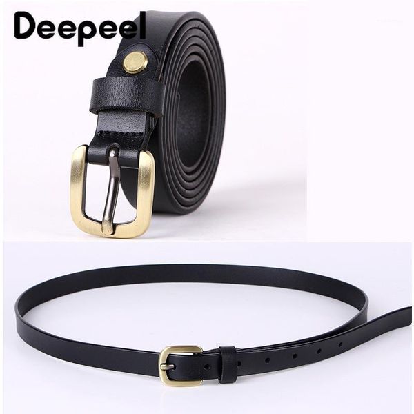 

Deepeel 1pc 105/110/115cm Two-layer Leather Ladies Belt Genuine Alloy Pin Buckles Hesd Fine Belts Casual Jeans Decoration YB1101, Black;brown