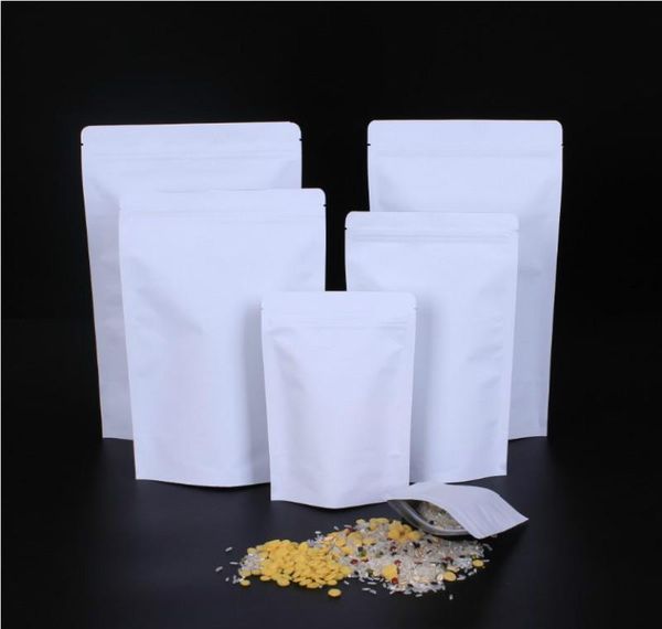 

zipper white kraft aluminizing pouch stand up kraft paper aluminium foil bag resealable zip lock grip seal food grade jllmzn bdebag
