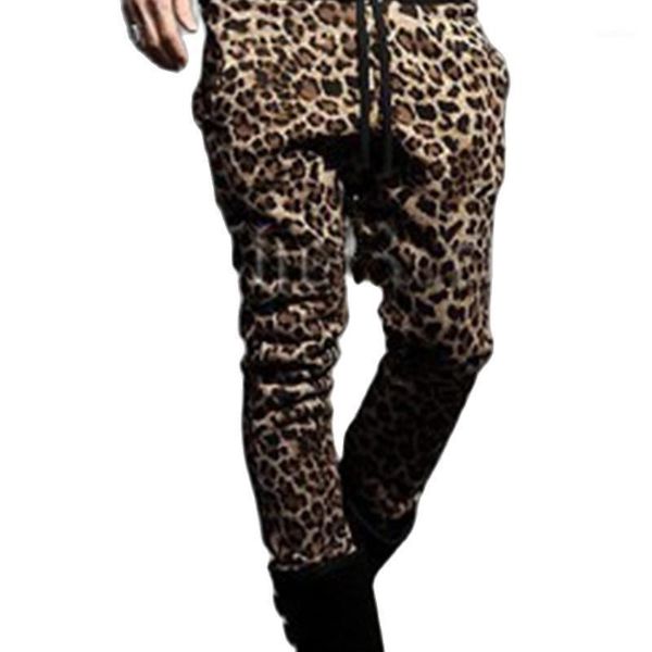 

men's pants men's slacks spring and fall fashion slim personality leopard print sweatpants big size street hip hop1, Black