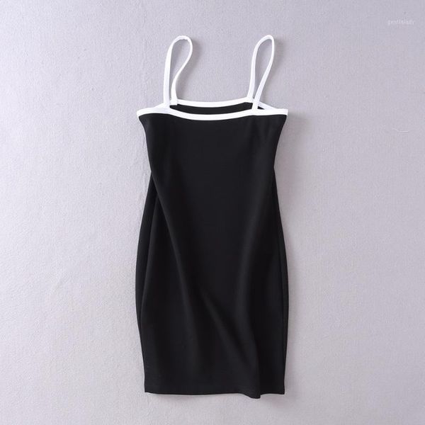 

casual dresses women contrast bodycon cami mini dress1, Black;gray
