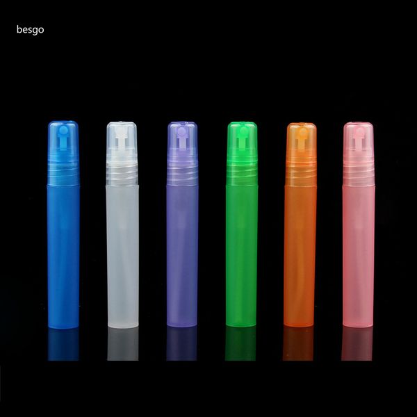 Bottiglia di profumo portatile da viaggio da 8 ml Bottiglie spray Contenitori cosmetici vuoti Profumi Atomizzatore Penna di plastica 6 colori all'ingrosso BH4197 TYJ
