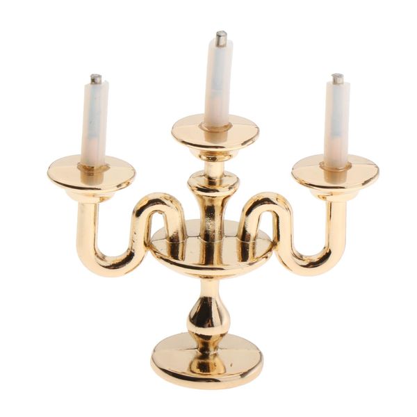 

metal dollhouse furniture - 1:12 scale doll house furnishings, candelabra dollhouse miniatures accessories (dining room, kitchen