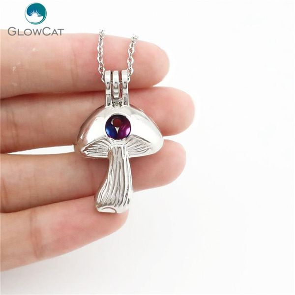 

k676 грибные бусины кейдж жемчужная клетчатка ледитант кулон ожерелье подвесной медальчик сказочная партия эфирное масло диффузор diy jllcic, Gray