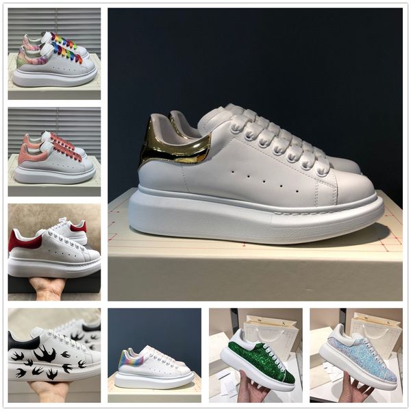 

лучшие мужские качества повседневный дизайнерская обувь shinny кроссовки женские кожаные белые ботинки flat кроссовки chaussures de sport za, Black