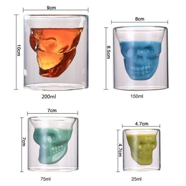 

2021 latesttransparent glass cup halloween skull for double the home bar beer water and party l wedding glasses gift drinkware new