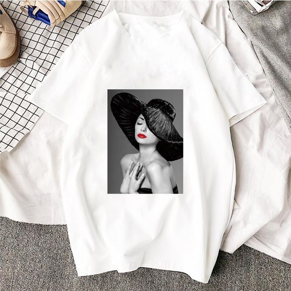 

fashion new cotton harajuku aesthetics tshirt flowers feather print & tees fashion casual t shirt, White