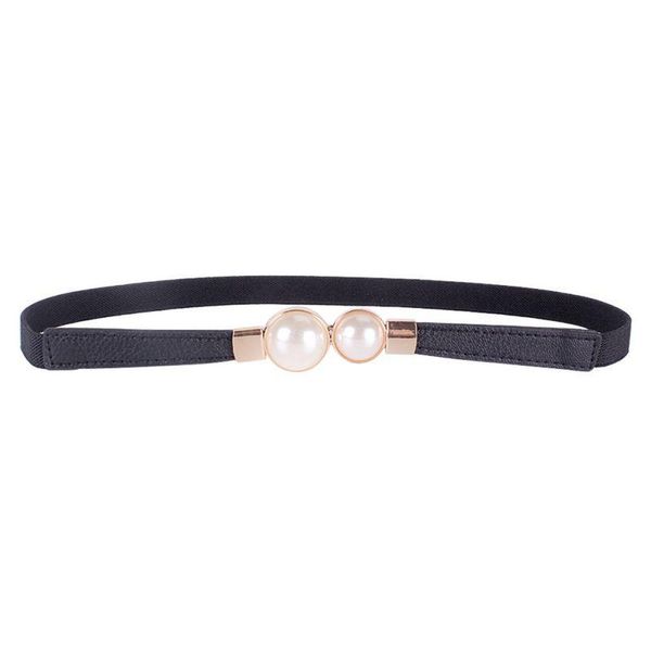 

women fashion solid buckle waist belt vintage pearl buckles casual pu leather belts ladies leisure dress jeans wild waistband, Black;brown