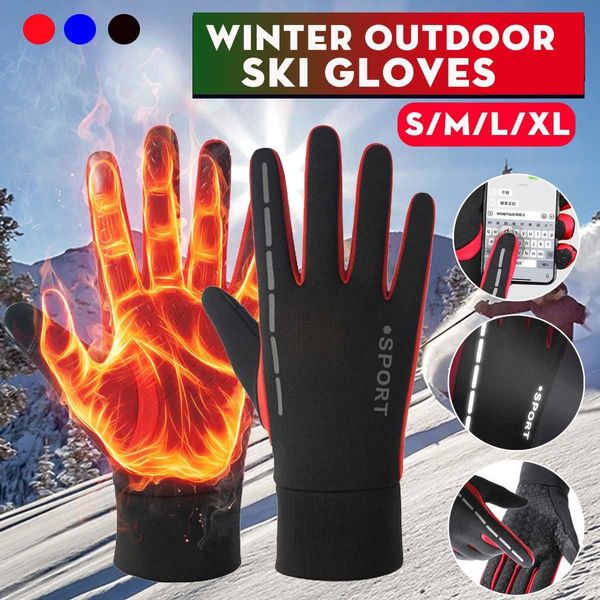 

waterproof winter warm ski gloves touch screen motorcycle riding cycling outdoor windproof glove, Blue;gray