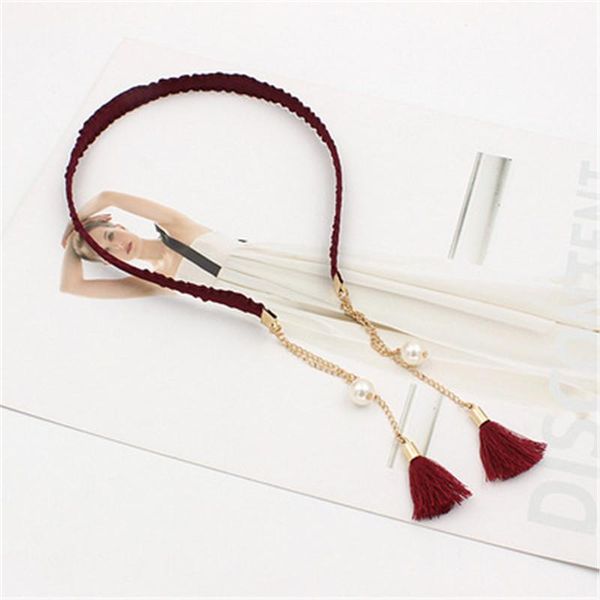 

women imitation pearl pendant tassel earring hairband dangle earrings head band hair accessories hair hoop headband h bbylog, Black;brown