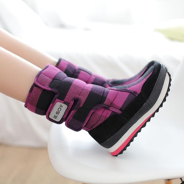 

e.sov winter non-slip short boots warm flat cotton boots snow snow shoes mid women, Black