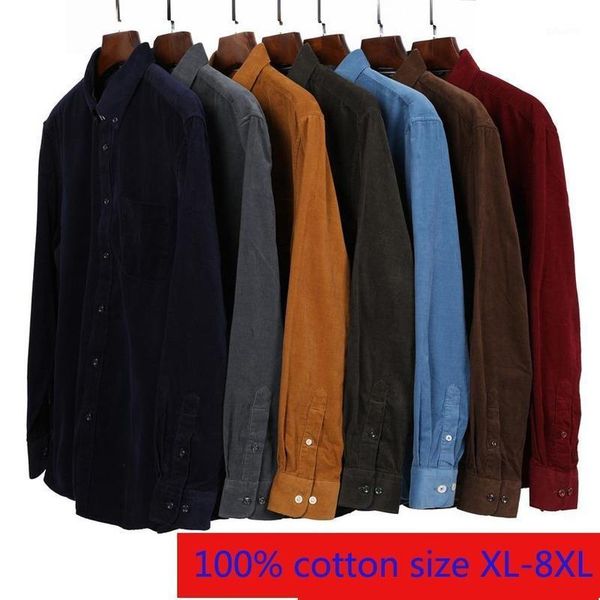 

new arrival super large corduroy young men cotton plain long sleeve casual shirts plus size xl2xl3xl4xl5xl6xl7xl8xl1, White;black