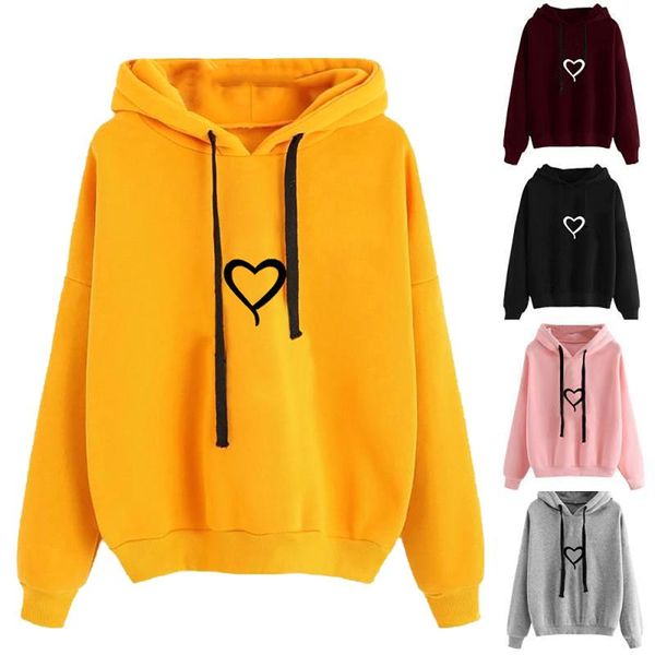 

oversized sweatshirt women heart-shaped printed hoodies clothes autumn winter printed long sleeved pullover hoodie women, Black