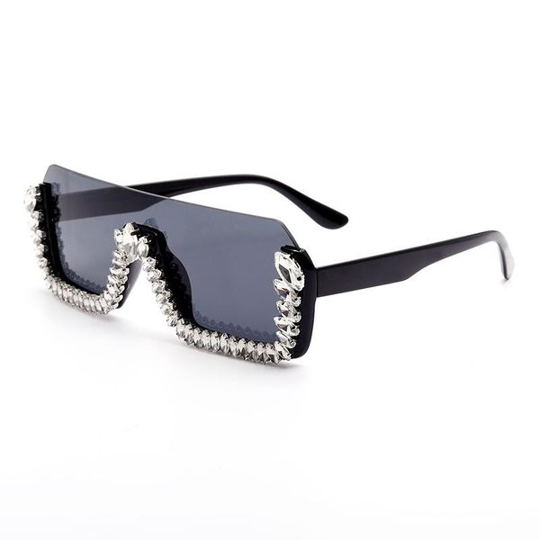 

sunglasses semi-rimles rhinestone women 2021 crystal square diamond oversized men gradient eyewear ladies, White;black
