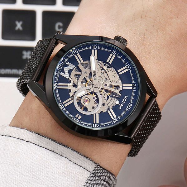 

hollow fashionable men's mechanical automatic business watch, and leisure 2021i8s3, Slivery;brown