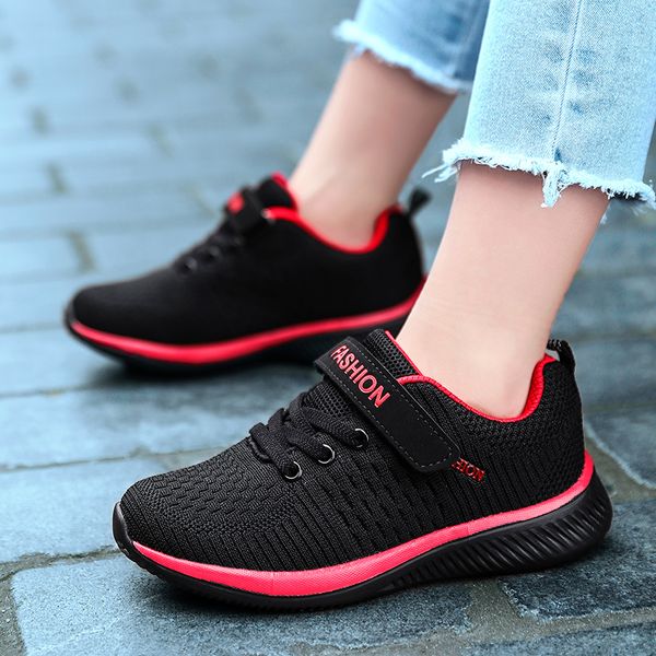 

styles kids sports child sneakers children light sport lace up breathable mesh boys running shoes trainers tenis, Black
