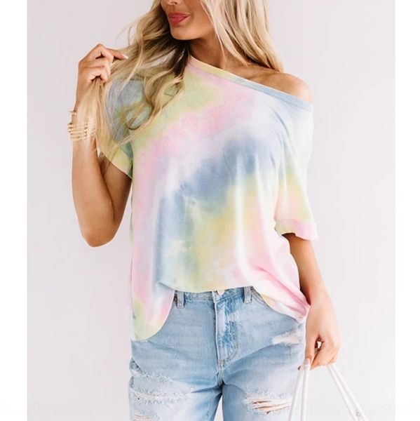 

xctgo tie new 3bnh2 tie dye rainbow for women 2020 t-shirt new summer 2020 dye rainbow t-shirt for women summer, White