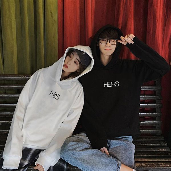 

valentines day couples lovers matching sweatshirt hers his letter print hoodie women men black white funny creative hoodies