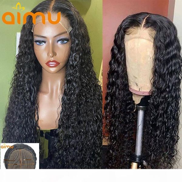 

curly 4x4 lace closure wigs 13x1 hd transparent lace front wigs for black women brazilian hair deep t part glueless baby hair, Black;brown