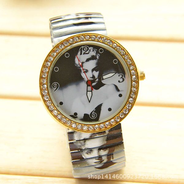 

popular alloy elastic band hepburn women's quartz watch watch, Slivery;brown