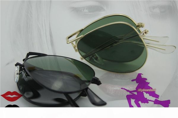 

portable design folding style iconic flash color mirror lens , save space traveling style,compact shape folding women 58mm sunglasses, White;black