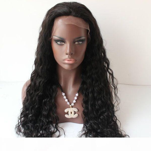 

peruvian full lace human hair wigs density 150% thick lace front wig water wave wigs for black women fast shipping, Black;brown