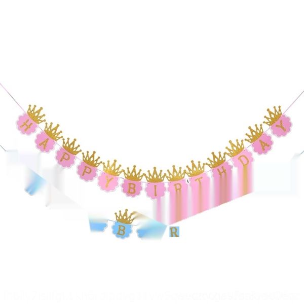 

8kujn year-old new decorative golden crown letter new supplies layout banner supplies flag-pulling perty decorative golden crown letter flag