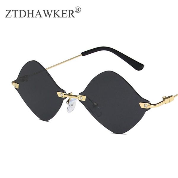 

metal diamond-shaped women sunglasses ocean piece fashion-forward hip-hop eyeglasses vintage glasses, White;black