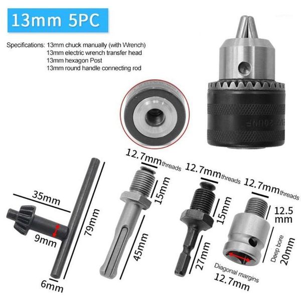 

drill bit chuck set, electric hammer accessories, impact drill electric wrench conversion hand square round handle silver1