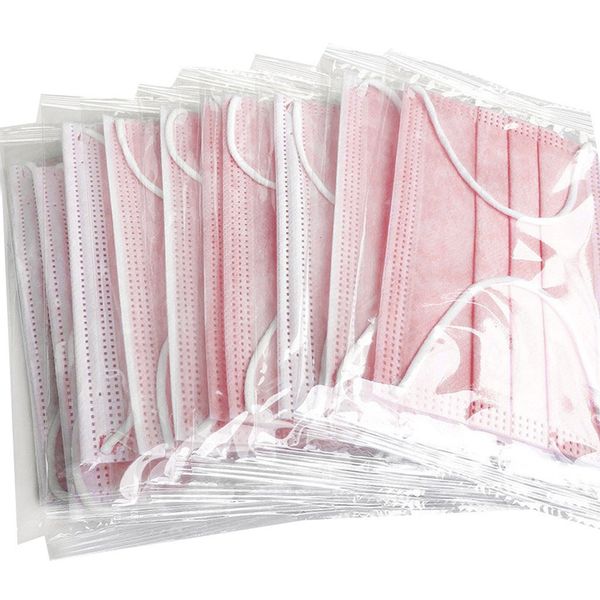 

pink design protection mouth mask for children kids baby breathable disposable non-woven face masker 3ply 4 pkhg3