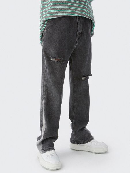 

men ripped colorblock jeans k4ku#, Blue