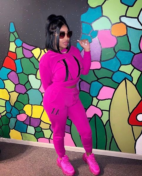 

ty1868 2020 fashion casual round neck embroidery letter sports two-piece suit