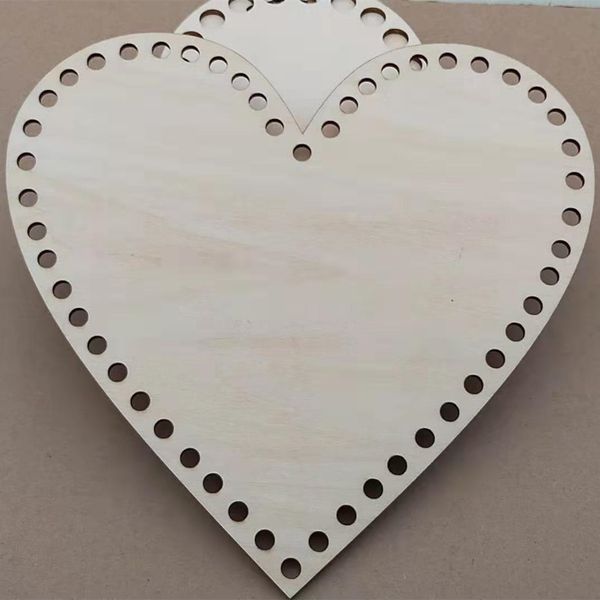 

3pcs heart shape wooden bottoms for knitting basket crochet accessory