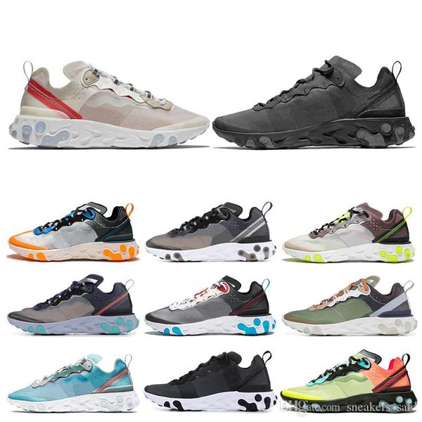 

react element 87 55 men women shoes white black sail royal tint desert sand designer breathable sports sneaker size 36-45