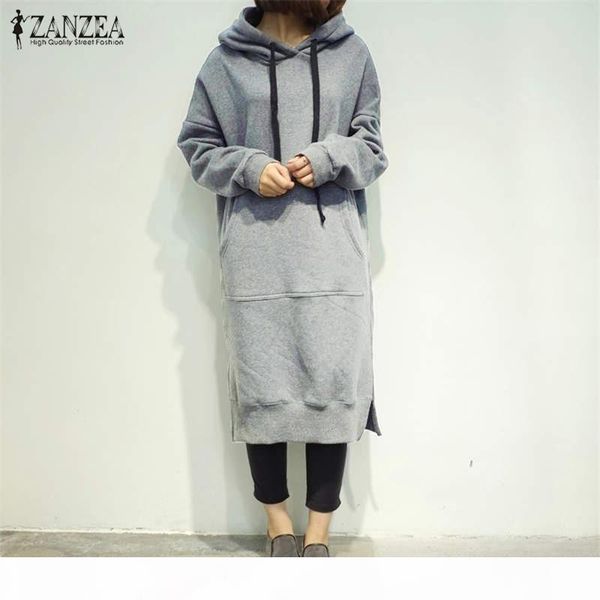 

women plus size hoodies casual spring autumn sweatshirt full loose long sleeve fleece split hooded dress vestidos, White;black