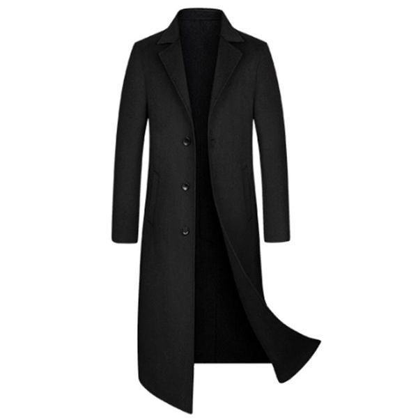 

justar men's autumn new mid long double faced woolen overcoat, Black