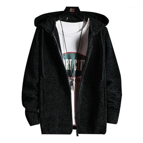 

men's hooded cardigan autumn winter warm zipper pocket long sleeve slim fit clothes knitted casual hombre sweater pull homme1, White;black