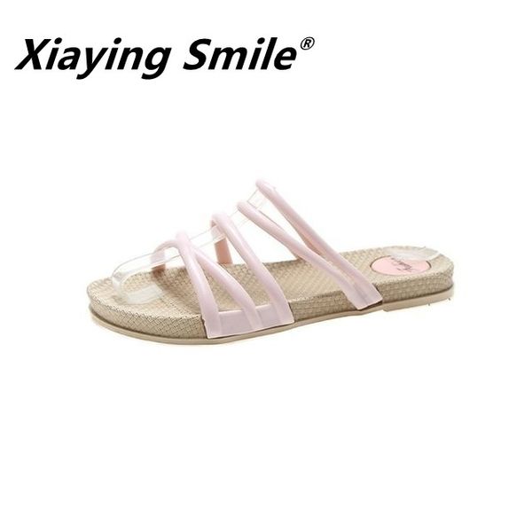 

xiaying smile slippers women's summer 2020 models ladies fashion all-match outer wear soft bottom non-slip flip-flops x1020, Black