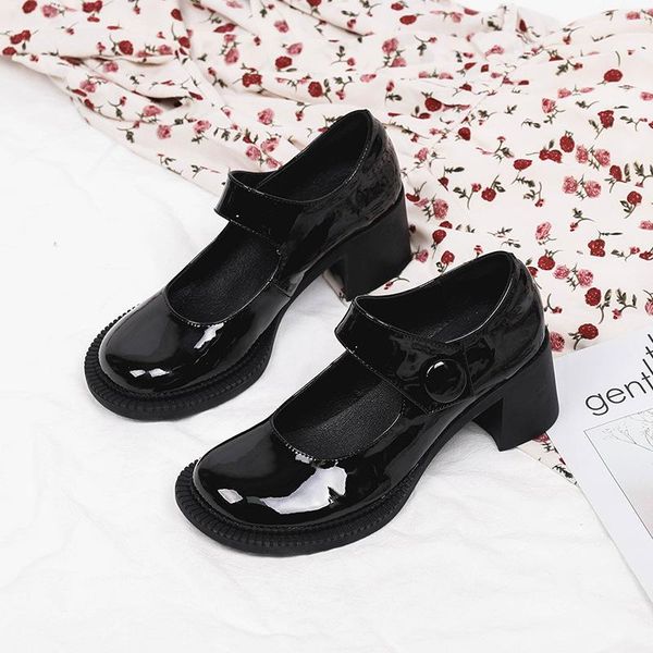 

women shoes girl sweet mary jane 2021 fashion female thick heels big toe ladies student lolita college soft bottom single shoes, Black