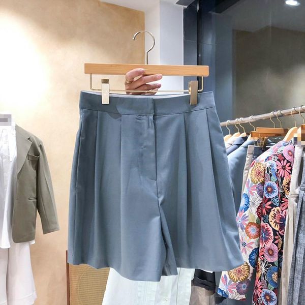 

yocalor new summer 2021 shorts women korean solid zipper button bottoms femme loose casual high waist wide leg shorts, White;black