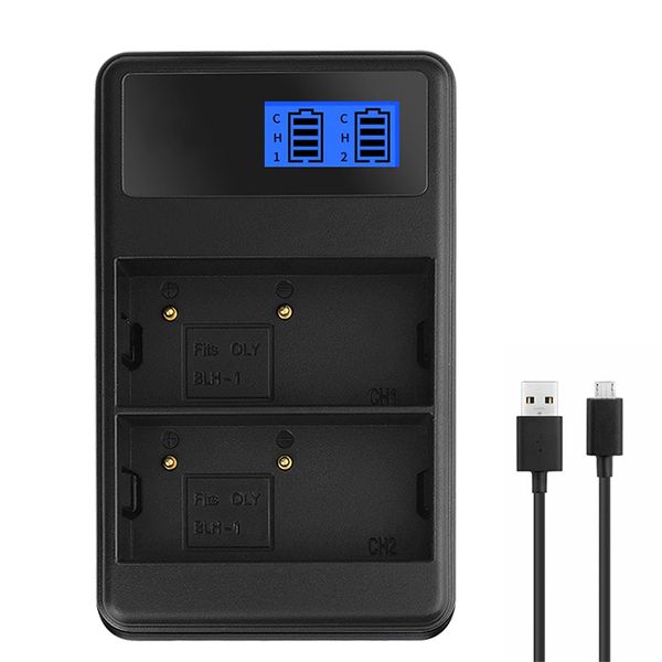 

blh-1 blh1 blh 1 battery lcd usb dual slots charger for olympus e-m1 mark ii camera