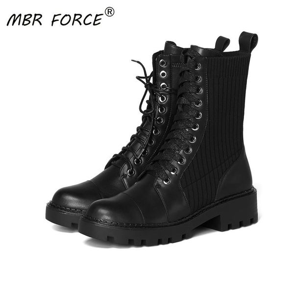 

mbr force тенденции моды высокого качества женщины прохладный личности зашнуровать лодыжки классические сапоги для женщин мотоцикл ботинок д, Black