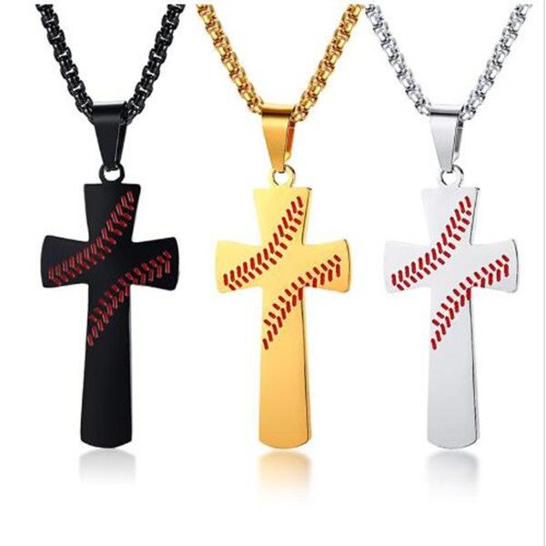 

cross hip hop baseball printed necklace with chain teenagers rap style pendant creative necklaces dhc275