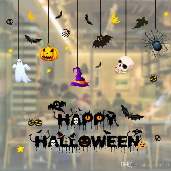 

2pcs halloween window sticker pumpkin skull bat glass door sticker bar l mall living room wall sticker decal home decoration dbc vt0968