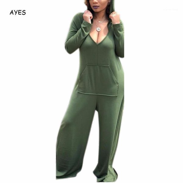 

loose plus size jumpsuit women autumn spring romper women solid long sleeve deep v jumpsuits large overall wide legs 3xl1, Black;white