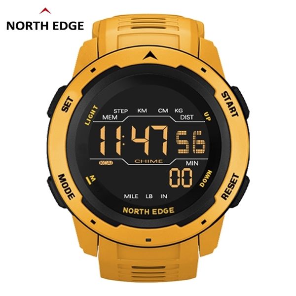 NORTH EDGE Relógio Digital Masculino Esportivo Masculino Hora Dupla Pedômetro Despertador À Prova D' Água 50M Militar 220212