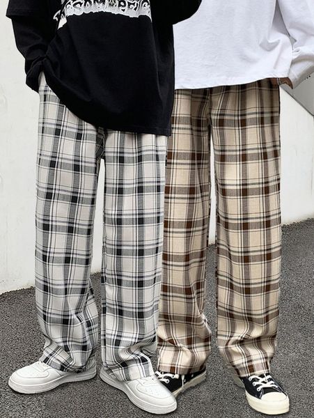 

men 2pcs plaid print pants z2at#, Black