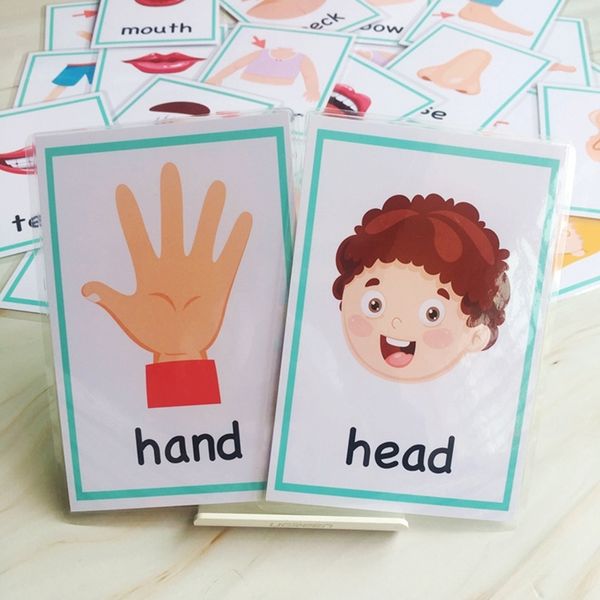 

30pcs body part english learning word card games montessori baby flash cards educational toys for children y200428
