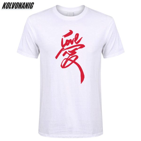 

kolvonanig summer brand chinese characters love print fashion street china wind calligraphy word tee hooded sweatshirt hoodie men t shirt
