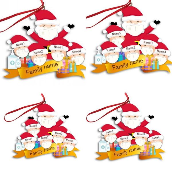 

2020 christmas tree snowman ornaments diy santa claus hand sanitizer model family name word household pendant 7sl j2