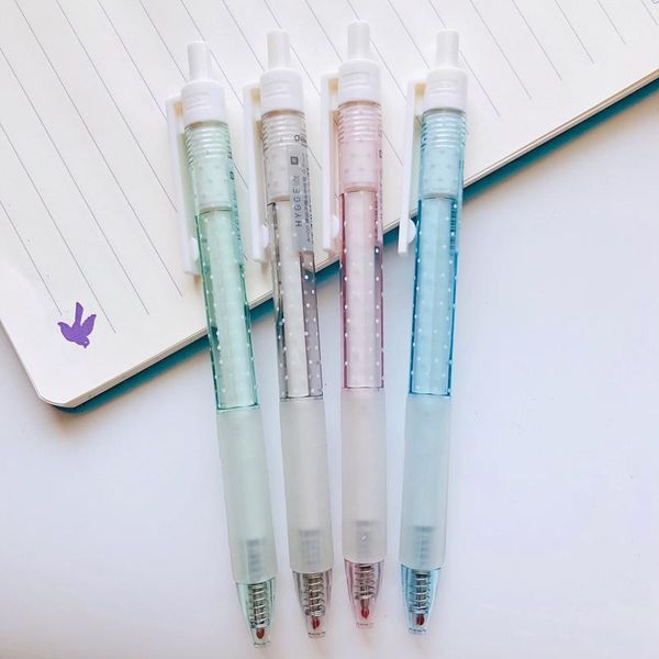 

2x simple candy polka dots press gel pen rollerball pen stationery 0.5mm black ink1